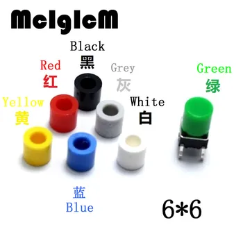 

Plasitc Cap Hat for 6*6mm Tactile Push Button Switch Lid Cover, White Black Red Yellow Blue Green Grey