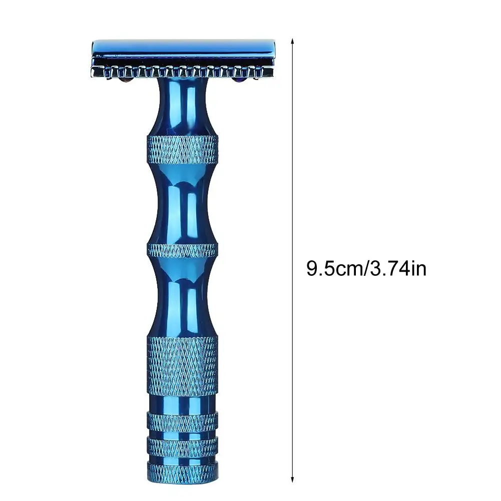 Классическая мужская противоскользящая металлическая ручка с двойным лезвием бритва Винтажный стиль ручной бритвенный инструмент