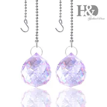 H& D Кристалл Потолочный вентилятор вытяжной цепи 30 мм Фиолетовый Кристальный шар призма, упаковка из 2