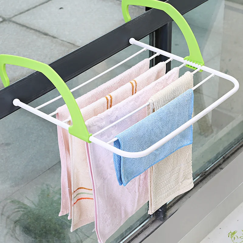 

Portable Collapsible Drying Rack Outdoor Pole Clothes Perforated Radiator Hanger Balcony Telescopic Dryer Drying Rack