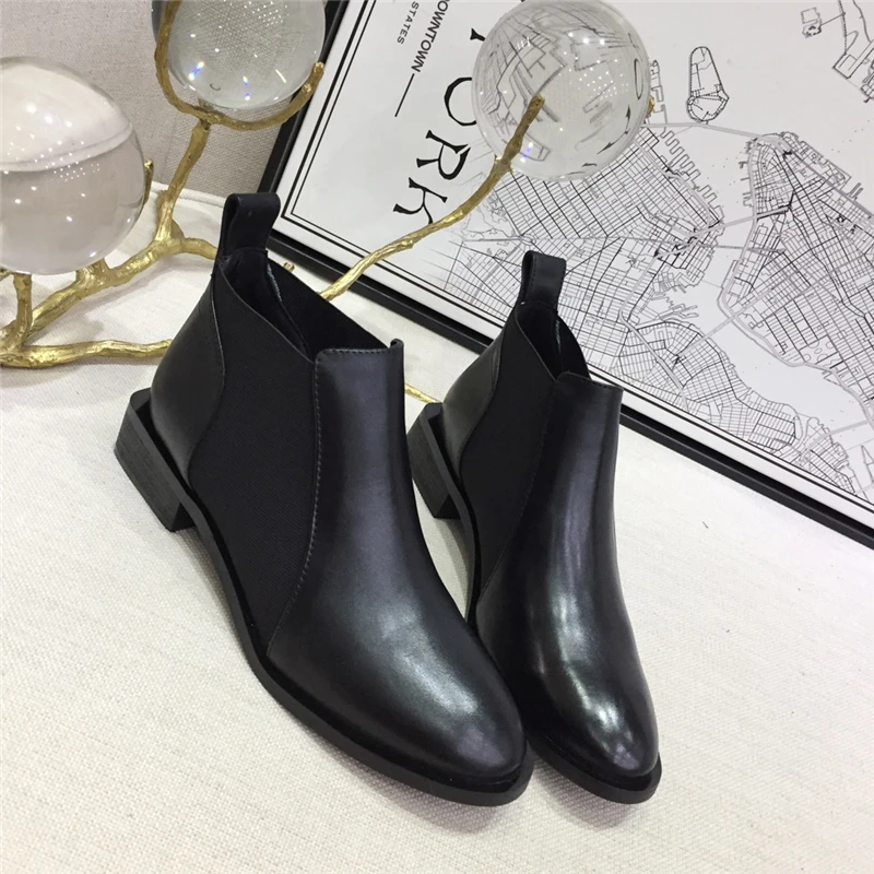 Suede Leather Women Ankle Boots Slip on Platform Motorcycle Ankle Boots Winter Wedges Shoes Woman Street Style Chelsea Boots 40