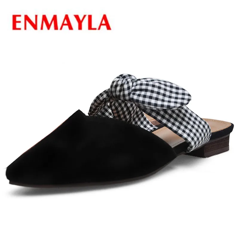 

ENMAYLA New Flats Shoes Women Pointed Toe Lace-up Shoes Large Size 34-40 Buterfly Bowtie Blingbacks Ladies Casual Shoes ZYL003
