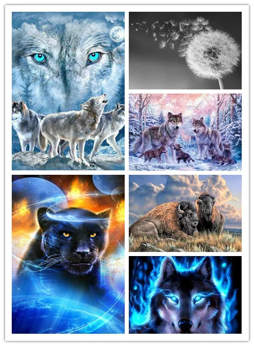 

5D Diamond Embroidery Wolf Animals Cross Stitch DIY Diamond Painting Full of diamond scenery rhinestones Home Decor gifts