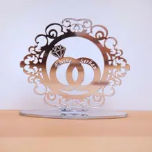 12 см персонализированные имя зеркальные кольца с Перфорированный Круглый Стенд акриловое зеркало свадебный подарок домашний декор. Для даты личных слов