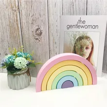 Nordic Wooden Rainbow Building Blocks for Baby Room Decoration Ornaments Wood Educational Toys Photography Props Gifts