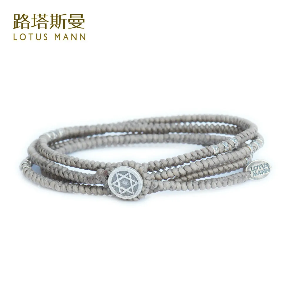 

Lotua Mann Hand-woven kong gray silver four laps bracelet Men and women for multilayer