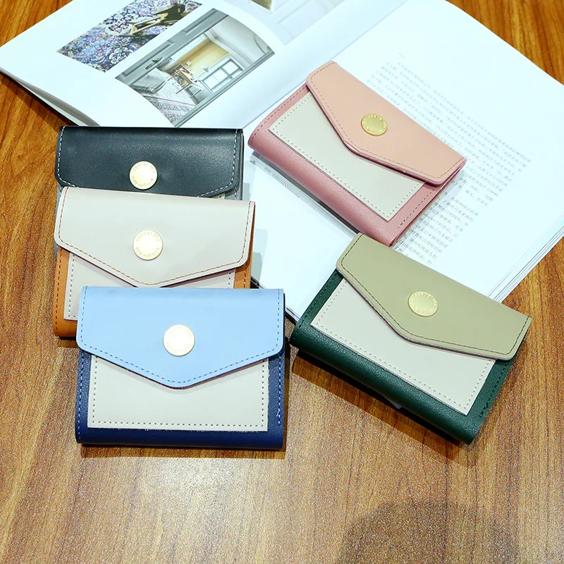2019 women's short women's wallet button decoration mini wallet small folding PU leather female coin purse card package 144 2019 women's short women's wallet button decoration mini wallet small folding PU leather female coin purse card package 144