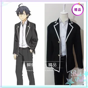 

My Youth Romantic Comedy Is Wrong Hachiman Hikigaya Cosplay Costume Suit Anime Unisex Black Uniform Coat+Shirt+Pants