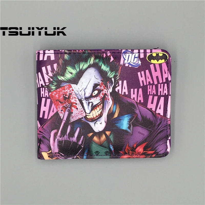 

2019 Hot Selling DC Comics The Batman Joker character wallets short leather bifold men's fashion portemonnee