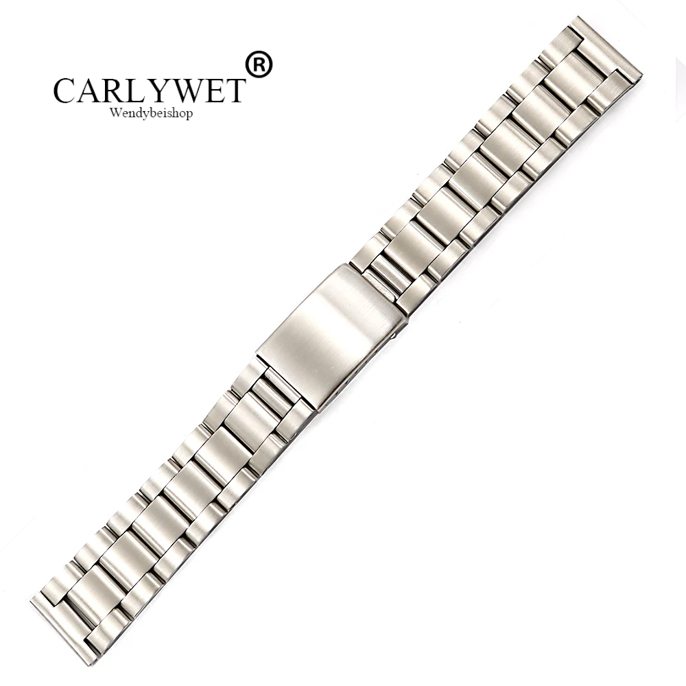 Стальной серебристый матовый ремешок для часов CARLYWET 17 18 19 20 мм в старинном стиле