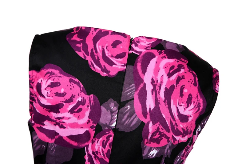 Kostlish 2017 New Summer Dress Women Floral Print Audrey Hepburn 50s 60s A-Line Vintage Dress Sleeveless Party Dresses Plus Size (134)