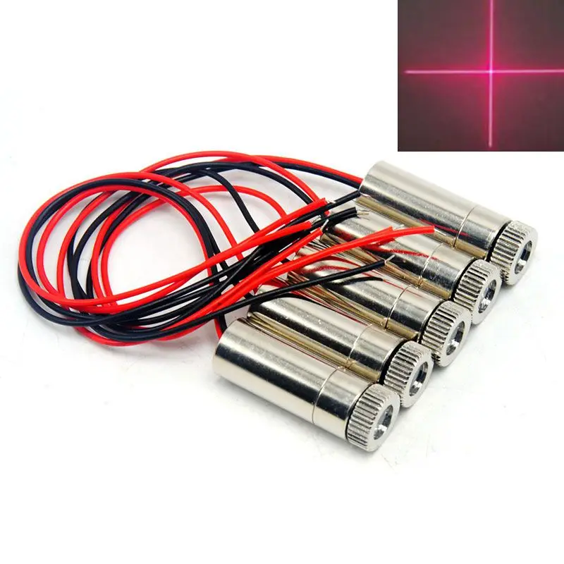 

5pcs 12mm Dia Cross Red Laser Lights Focusable 650nm 30mW Laser Diode Module w Focus Lens Heads 3V-5V