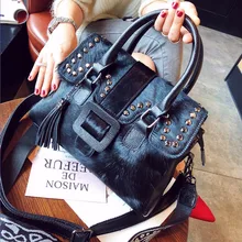 Новая брендовая модная женская сумка через плечо из натурального меха, женская сумка из меха лошади, женская большая Повседневная сумка с широким ремешком для девушек 325