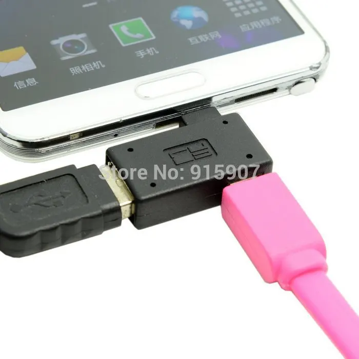 90D Right Angled Micro USB 2.0 OTG Host Adapter with USB Power for Galaxy S4 S5
