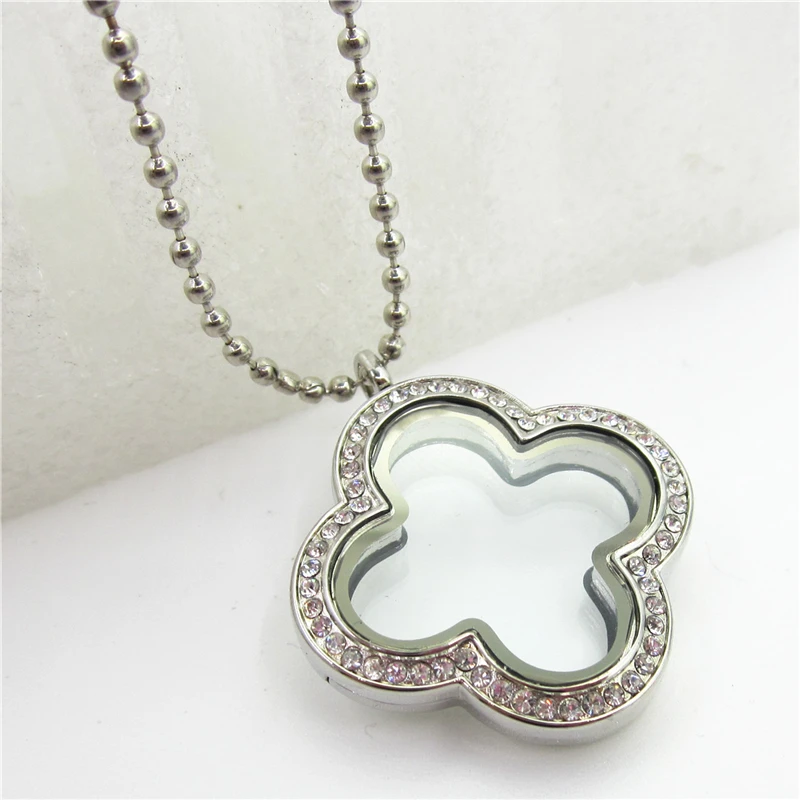 2017 New 5pcs crystal four leaf clover Glass Lockets Diffuser