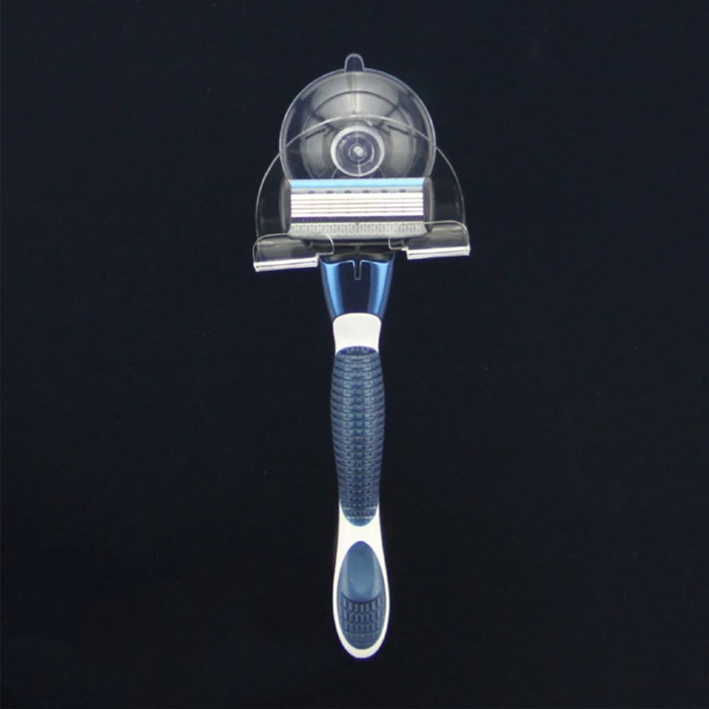 

1pc Clear Plastic Super Suction Cup Razor Rack Bathroom Razor Holder Suction Cup Shaver Storage Rack Blue Worldwide