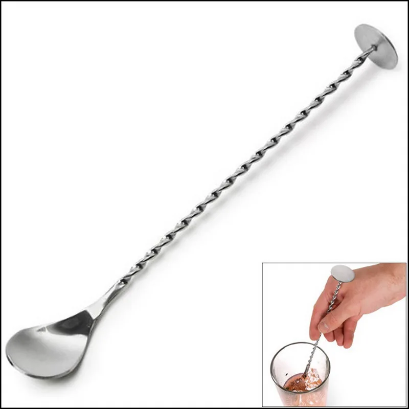 Free shipping 500 pcs 304 Stainless Steel Bar Spoon 27.5cm Swizzle