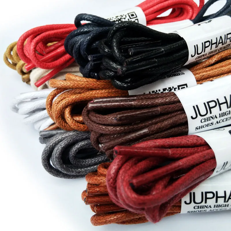 JUP1-12 Pair Brown Rounds Cotton Lace Sport Unisex Sneaker Martin Boots Strap String Leather Cord Shoelaces Waxed Shoes Strings 