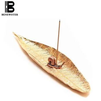 

Chinese Vintage Zinc-copper Alloy Bodhi Leaves with Snails Stick Incense Burner | for 2.5mm Below Stick Censer Furnace Ornament