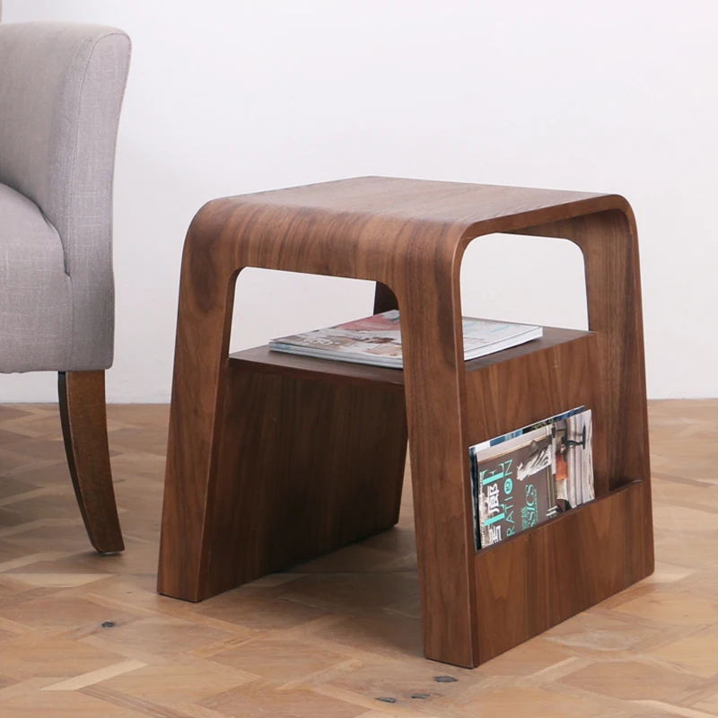 Walnut Finish Magazine End Table