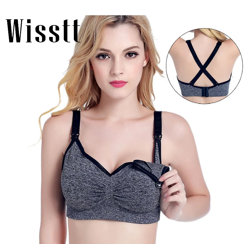 Wisstt Plus size Nursing Bra Breast Feeding Maternity Wire free Bra Breastfeeding Push Up Pregnant Underwear Tank Top cross