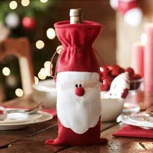 Прочный чехол для винной бутылки Санта-Клауса, сумка на шнуровке, держатель для домашнего рождественского ужина, вечерние украшения для стола, домашний Рождественский Декор