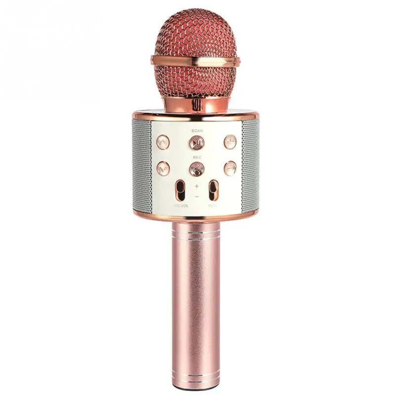 

WS-858 Wireless Bluetooth Karaoke Handheld Microphone USB KTV Player Bluetooth Mic Speaker Record Music Microphones
