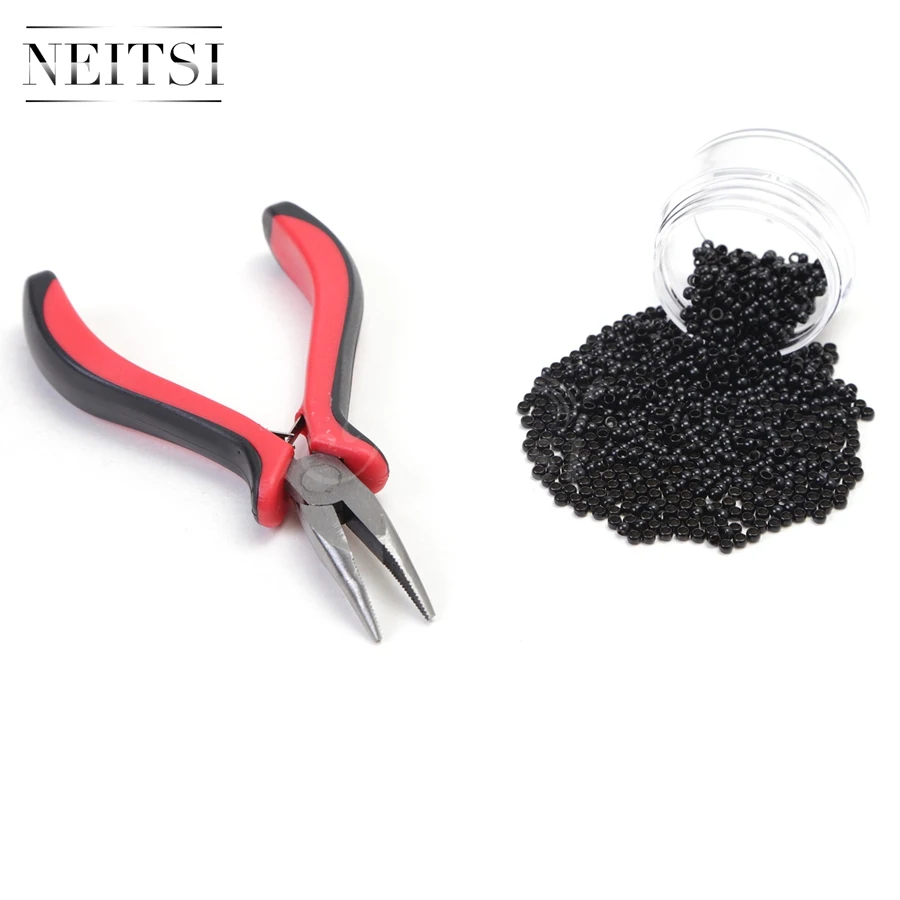 

Neitsi 500 Beads Nano Rings With Bent Needle Nose Plier for Links Hair Extensions