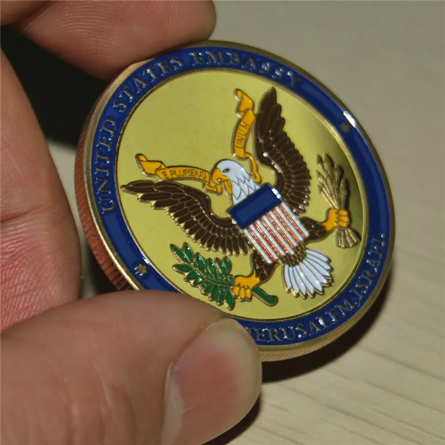 5 шт./партия, Jerusalem-Соединенные Штаты-Embassy-Trump-Challenge-Coin-depened-мая-14