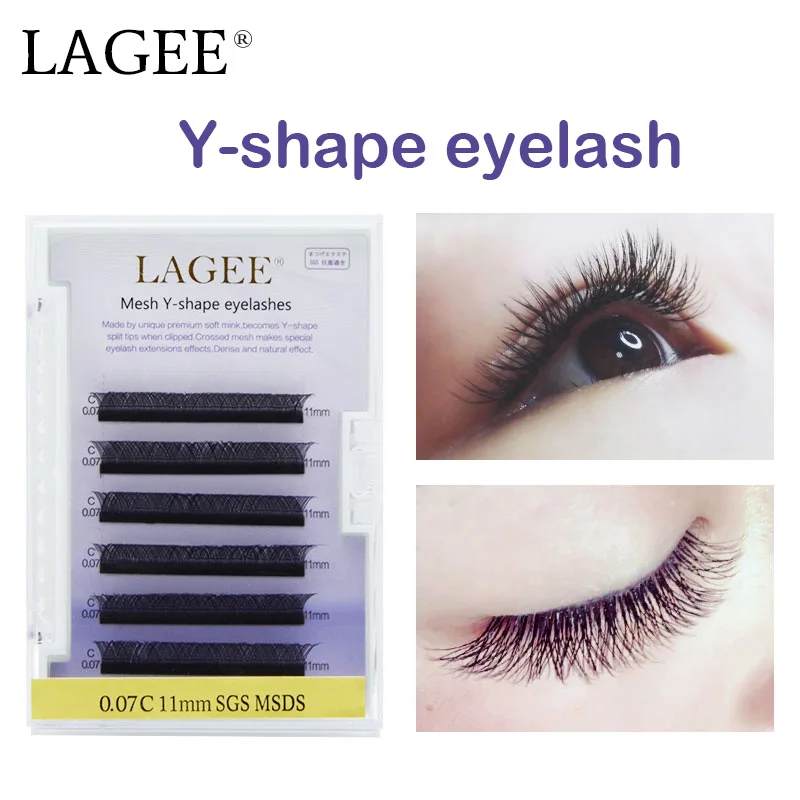 

LAGEE High quality faux mink Y-shape volume eyelash extension false eyelashes weave eyelash soft natural Easily grafting dense