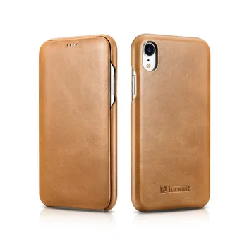 

ICARER Luxury Vintage Genuine Leather Case For iPhone XR High Quality Handmade Flip Cover For iPhone XR Retro Leather Case