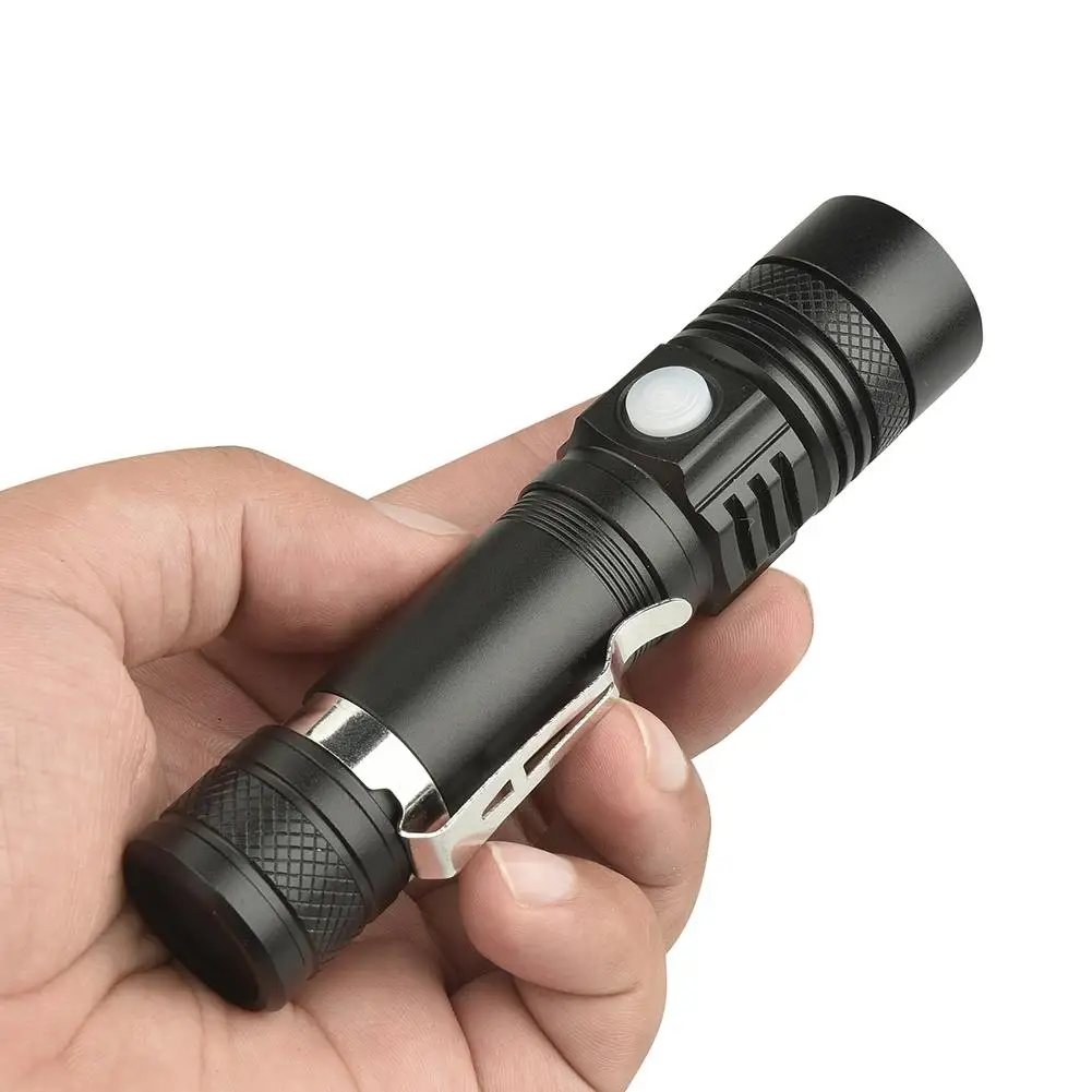 

AKDSteel NEW USB Highlight Handy Powerful Aluminum Alloy Flashlight Power Tips Long-range Zoom Mini Small Flashlight battery