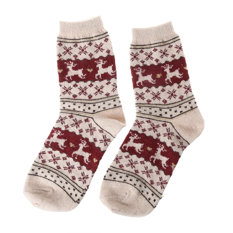 Красивые женские зимние носки, подарок на Рождество, милые теплые шерстяные носки
