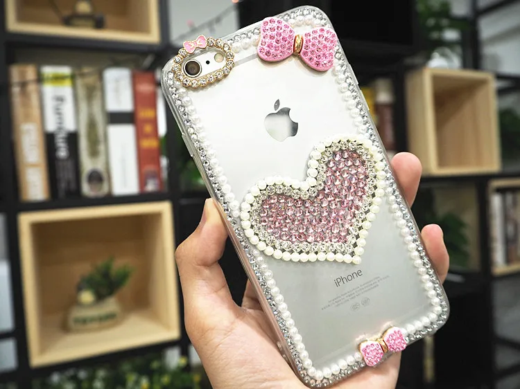 

XINGDUO phone case for Huawei P10 Lite P20 PRO Lite Mate 20 Pro Glitter Pearl Rhinestone Bow case love Diamond Crystal shell