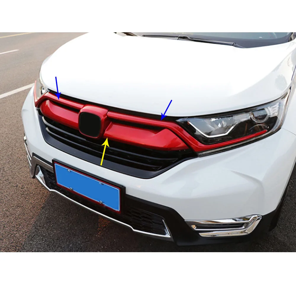 Для Honda CRV CR-V ABS Хромированная передняя декоративная сетка решетка решетки гоночная рамка наклейки для автостайлинга Аксессуары 3 шт
