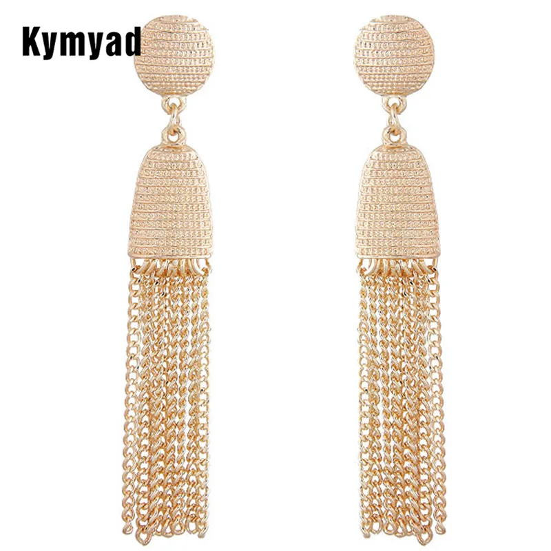 

Kymyad Earring Long Stud Earrings For Women Bijoux Tassel Chain Earings Fashion Jewelry Trend Gold Silver Color Womens Earrings