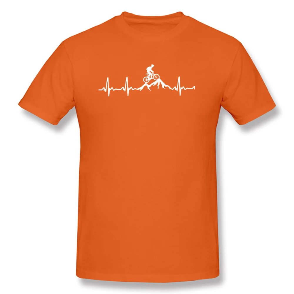 Printed Mountain-Bike-Heartbeat comfortable Short Sleeve Summer Autumn Tops Tees Cute O-Neck Pure Cotton Tops Tees Youth T Shirt Mountain-Bike-Heartbeat orange