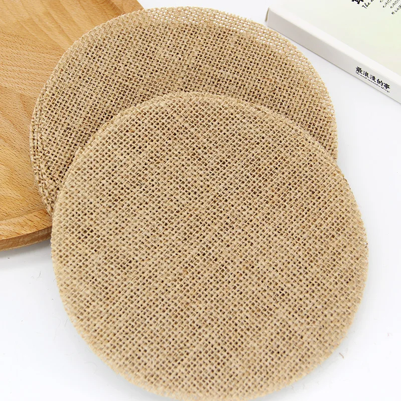 AHB натуральная джутовая круглая/квадратная толстая ткань для винтажного настольного коврика DIY ремесло лоскутное материал холст материалы для ручных поделок