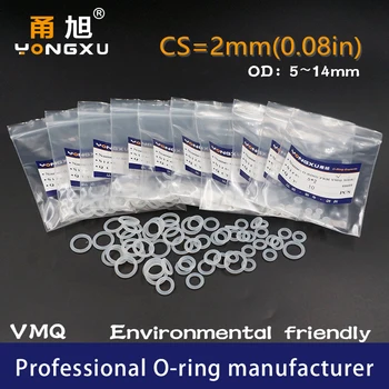 

20PC/lot White Silicon Ring Silicone/VMQ O-ring OD5/6/7/8/9/10/11/12/13/14*2mm CS2mm Seal Rubber Gaskets Ring Waterproof Washer