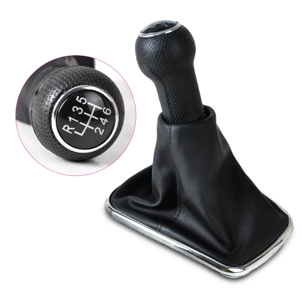 beler 1Pc New 6 Speed Black Gear Shift Knob Gaitor Boot For VW Golf GTI