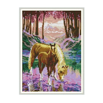 

The Silent Valley 5D DIY Diamond Painting Horse Special Shaped Diamond Painting Full Round Picture Of Rhinestones Picture Canvas