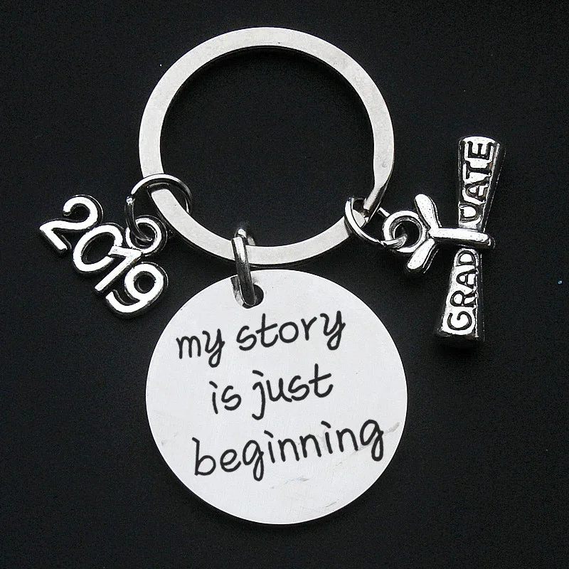 

2019 Creative Stainless Graduation Keyring My Story Is Just Beginning Graduation Gift for Student Class of 2019 for Him or Her