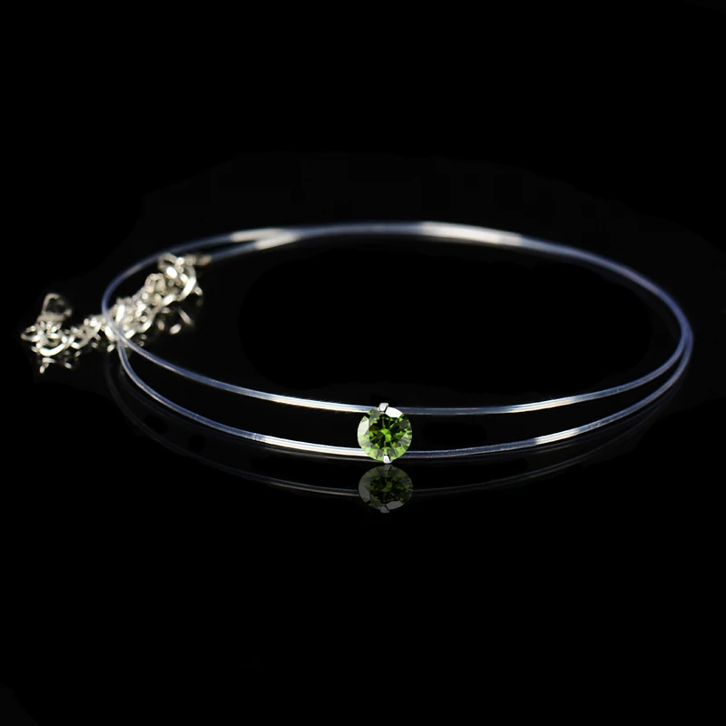 SHUANGR, 9 цветов, женское прозрачное рыболовное ожерелье, серебряная невидимая цепочка, ожерелье, женские Стразы колье-чокер