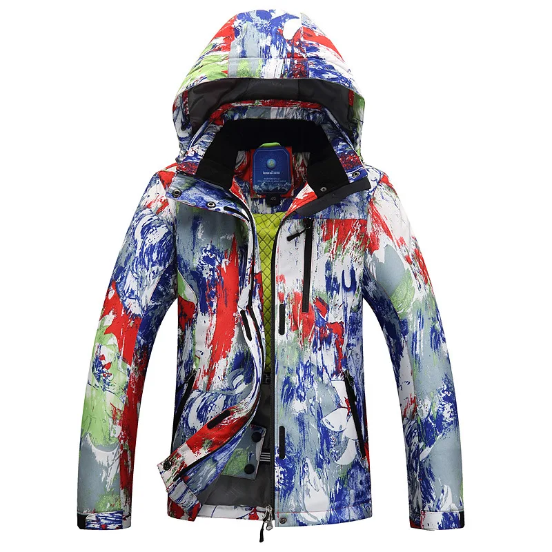 Лыжная куртка для женщин с цветочным рисунком, куртка для сноуборда, водонепроницаемая зимняя теплая одежда