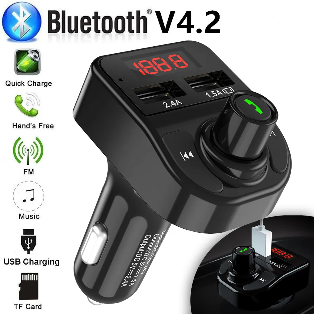 Автомобильный прикуриватель Bluetooth fm-передатчик MP3-плеер полночастотная Беспроводная передача радио адаптер Комплект Usb зарядное устройство# Zer