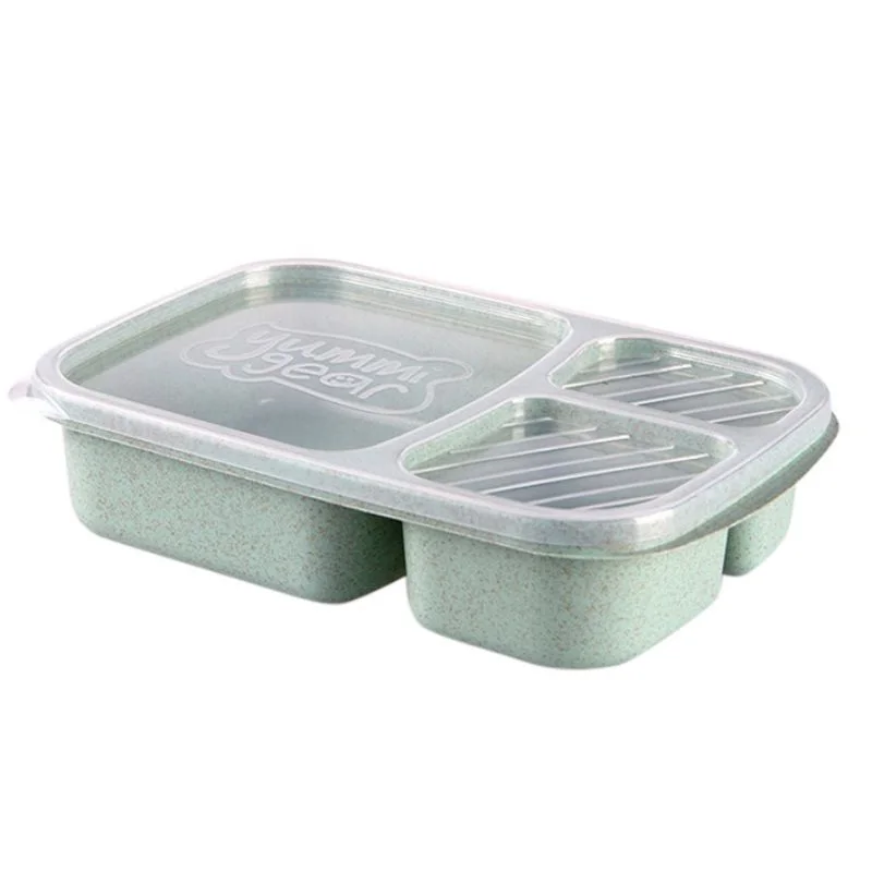 Коробка из пшеничной соломы, 3 сетки с крышкой, Экологически чистая коробка для микроволновой печи, биоразлагаемый контейнер для хранения, ланч для пикника - Цвет: G
