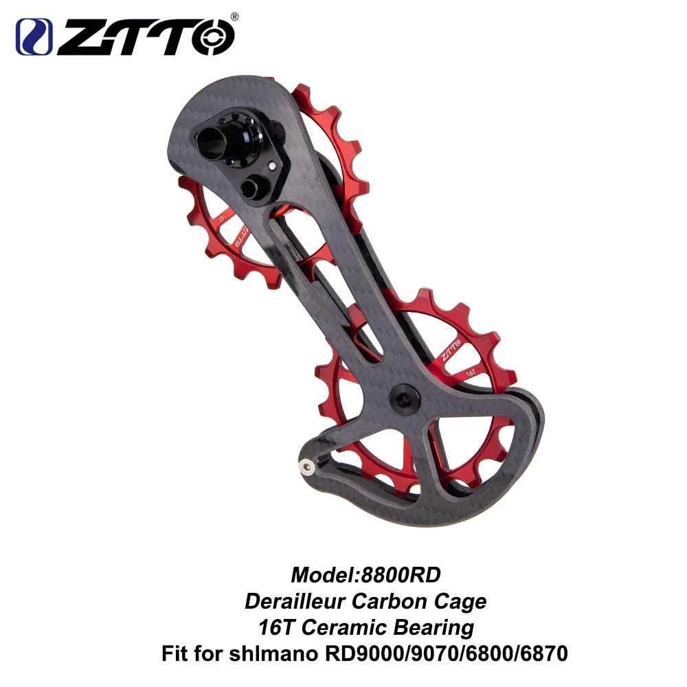 ZTTO шоссейный велосипед из углеродного волокна переключатель клетка с 16 т керамическое Jockey колесо негабаритный нижний шкив RD9000 R8000 6800 6870 4600 4700 - Цвет: 8800RD