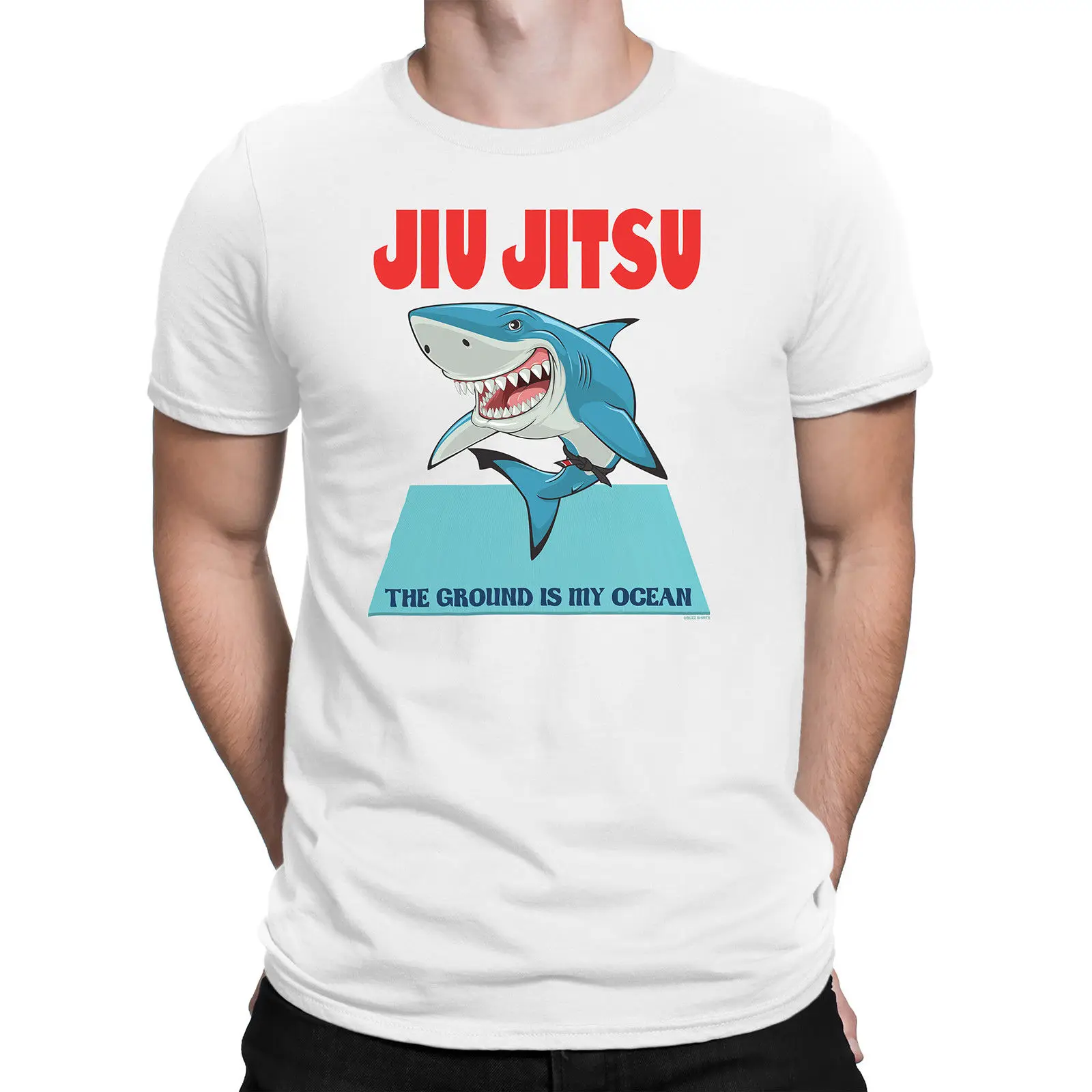 

JIU JITSU Shark Mens T-Shirt Brazilian BJJ MMA Gracie Gym Top