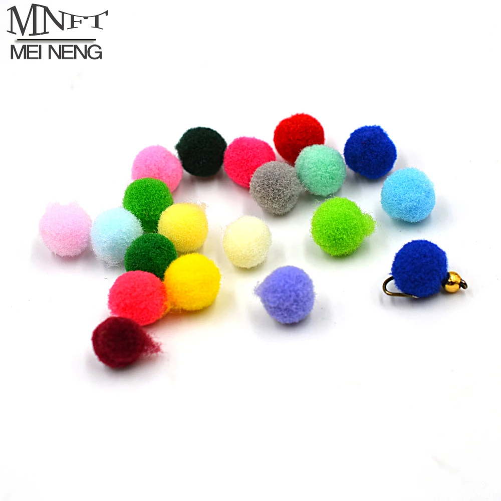 Mnft 500pcs 8mm Egg Fly Flies Fishing Lures Mixed Colour Plush Ball