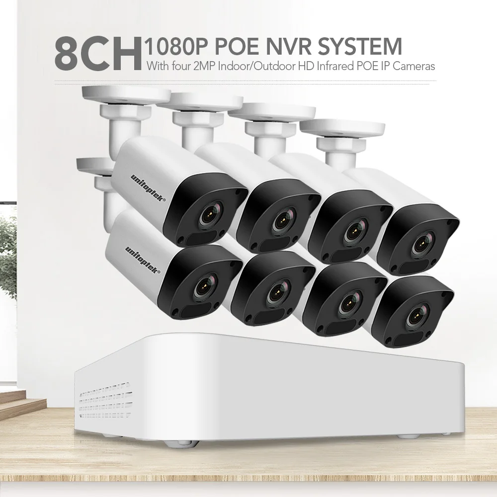 Ультра 265 8CH 1080P POE NVR комплект видеонаблюдения Системы 8x2 Мп IP Камера на открытом воздухе 200 м POE расстояние видеонаблюдение Системы P2P